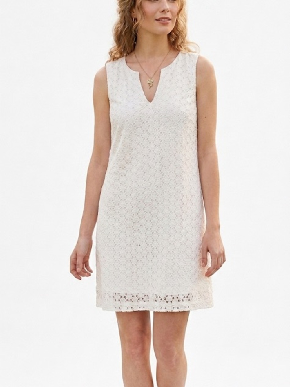 & Other Stories White Daisy Lace Sleeveless Shift Dress Size 10